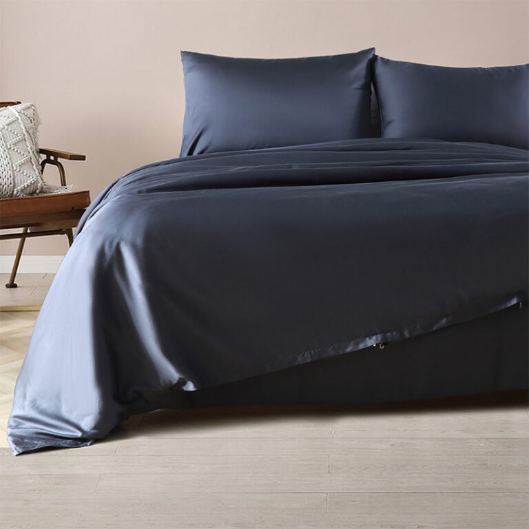 Deep Blue Lyocell Bamboo Bedding Set 5Pcs Accept Customization And Wholesale Top Bedding